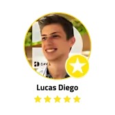 Lucas Diego, cliente da Aldeia Coworking, avaliação 5 estrelas